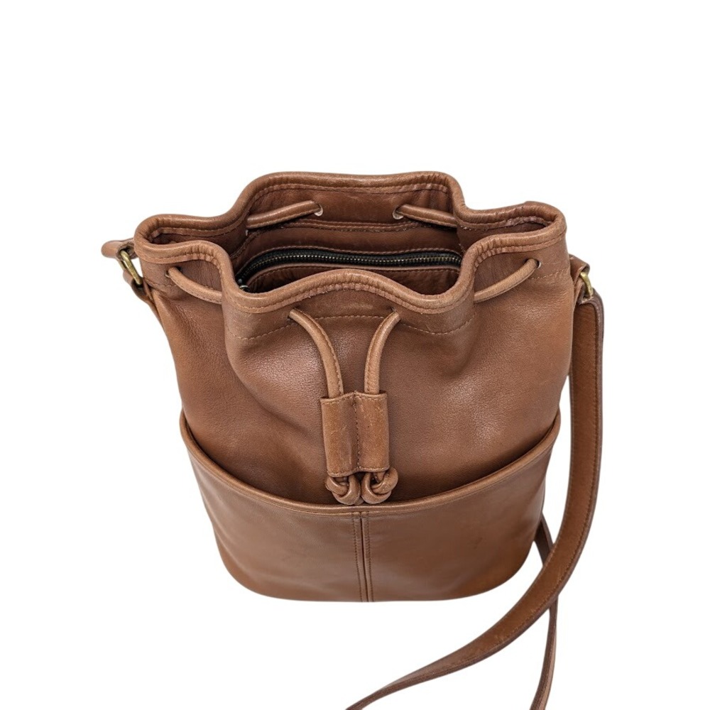 Vintage Coach 4021 Drawstring Pocket Bucket Bag Cocoa Brown Leather Rare 1990s - Picture 8 of 12